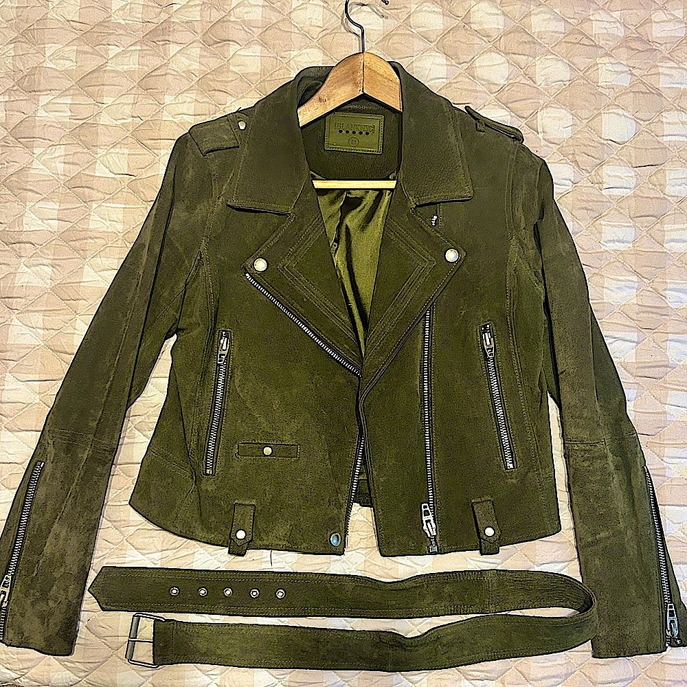 BLANK NYC 🫒 Suede Leather Moto Jacket Size M.